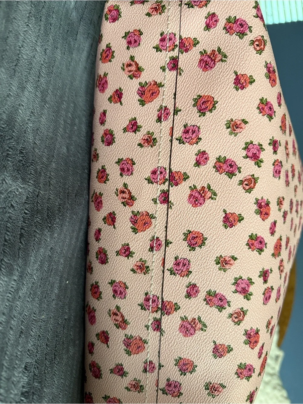 Coach Leatherware Pink Floral Large Tote with Gold Logo